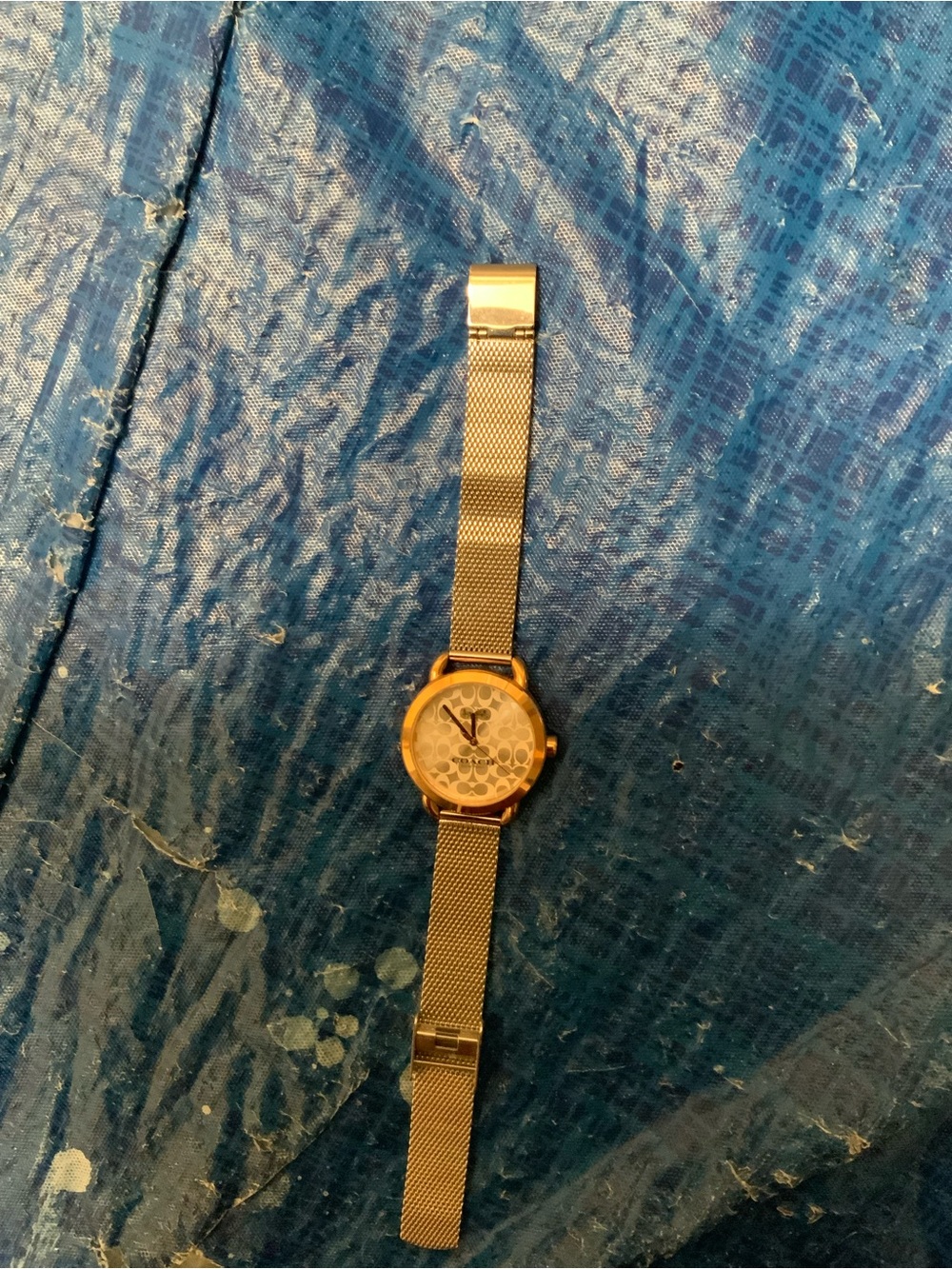 Coach ~ Women's Silver & Rose Gold Tone Logo Dial Mesh Band Wrist Watch ~
